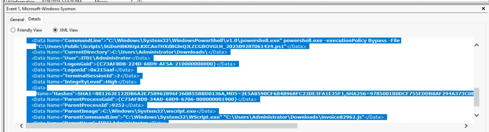 PowerShell creation event