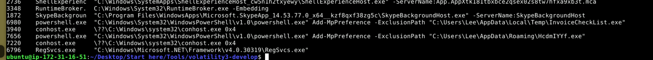 psscan showing process hierarchy
