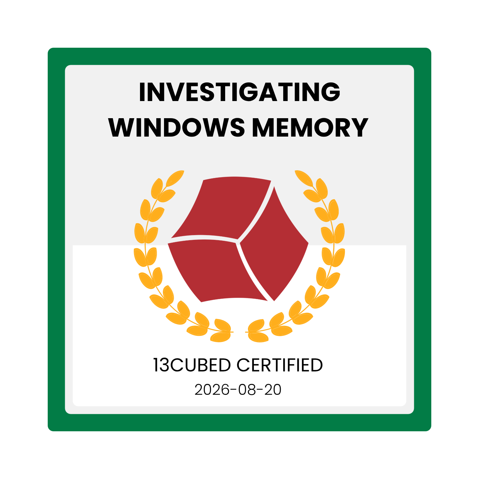 Investigating Windows Memory (Gold) badge